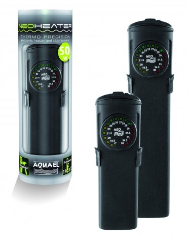 AQUAEL NEO-100W обогреватель пластик. небъющийся, встр. термометр 24см 75л-100л