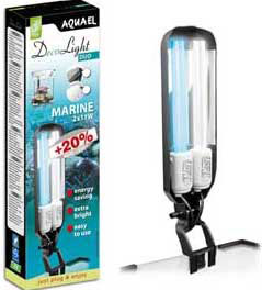 AQUAEL DecoLight DUO MARINE 2*11W (Marine 11W + Actinic 11W) Светильник-лампа с креплением для аквариума 20л/30л черный - Кликните на картинке чтобы закрыть