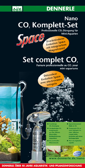 DENNERLE Nano CO2 Komplett Set Space комплект CO2 для мини аквариума (Нано-флиппер, редуктор эл.магн. клапан, баллон 80г)