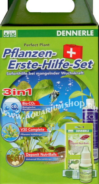 DENNERLE Perfect Plant Pflanzen Erste-Hilfe-Set 3 in 1 Первая помощь растениям (Deponit NutriBalls 10шт V30 25мл Bio-CO2)