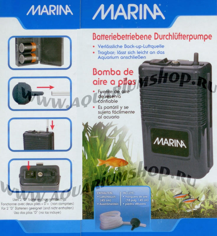 HAGEN Marina Battery Air pump компрессор на батарейках - Кликните на картинке чтобы закрыть