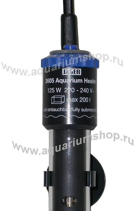 JAGER 125W (220-240V) 3605010 нагреватель с терморег. для акв. 150-200л 125Вт разм. 310xD24,5мм