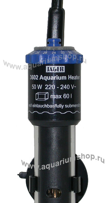 JAGER 50W (220-240V) 3602010 нагреватель с терморег. для акв. 25-60л 50Вт разм. 230xD24,5мм