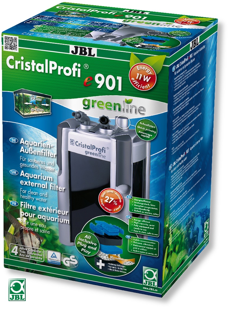 JBL CristalProfi e901 greenline Экономичный внешний фильтр для аквариумов 90-300л до 120см 900л/ч - Кликните на картинке чтобы закрыть