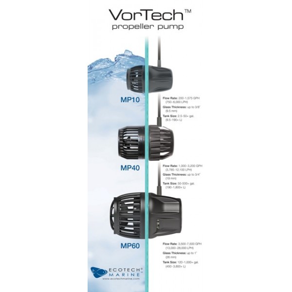 VorTech MP40w ES с контроллером Eco Smart, помпа течения для акв 200 - 2000 л, произв 3800-12100 л/ч, мощн 9-28 Вт