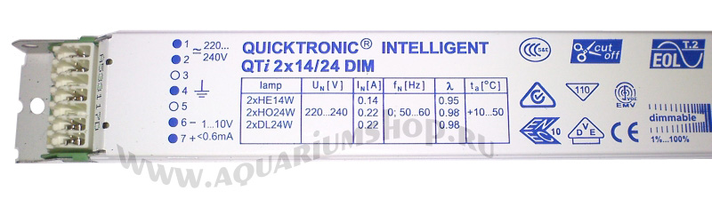 OSRAM QUICKTRONIC Intelligent QTi 2X14/24/220-240 DIM (2xHE14/HO24/DL24) (425x30x21) ЭПРА