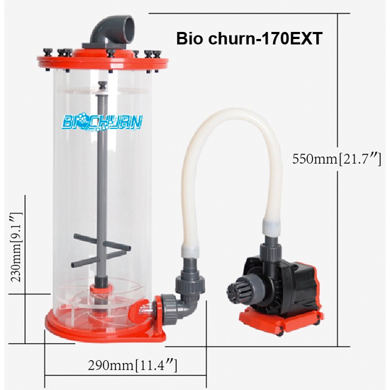REEF OCTOPUS фильтр "кипящего слоя" внешний Bio Churn-170EXT D170/ 290x230x550мм от 1800-2000л, помпа ES-2500, 30Вт