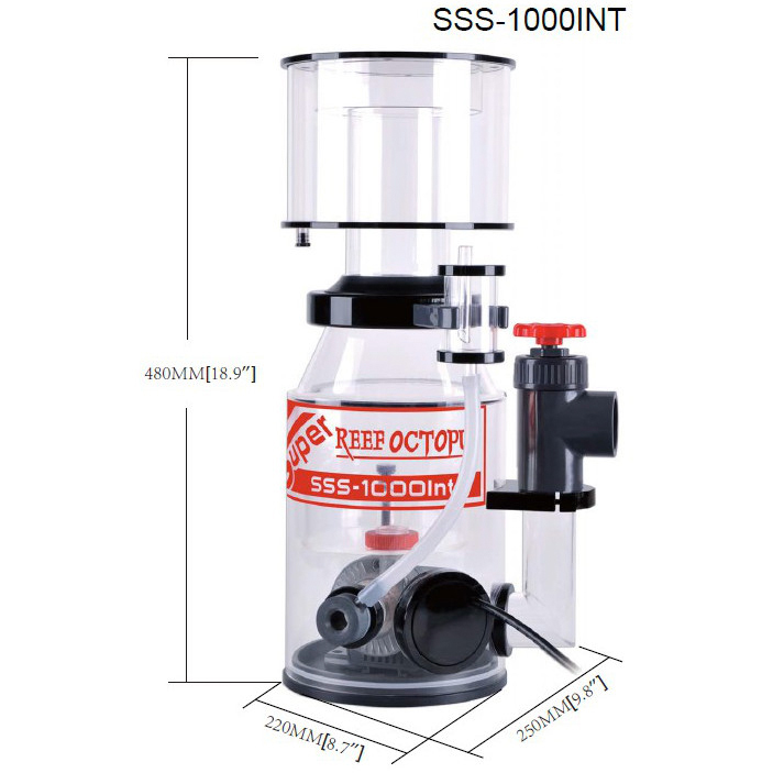 REEF OCTOPUS флотатор SSS-1000INT компактный внутренний D170/250х220х480мм то 500-800л, помпа ВВ-1000S, 15Вт,возд. 540л