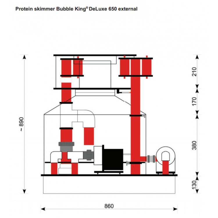 Royal Exclusiv Bubble King® Double Cone 650 Флотатор - Скиммер внешний д/акв. до 20000л 100x100x990мм 4x65вт