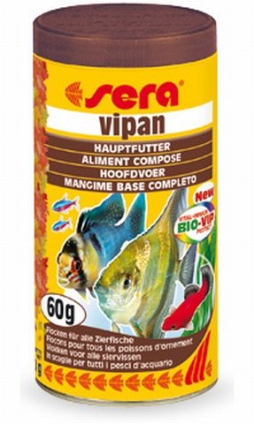 SERA VIPAN - основной хлопьевидный корм для всех видов декоративных рыб - 12г