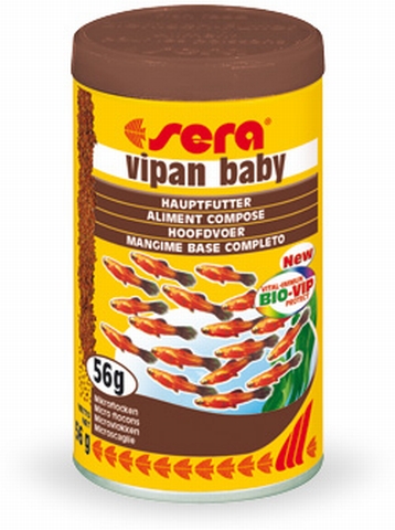 SERA VIPAN Baby - корм для подросших мальков икромечущих рыб и для новорожденных мальков живородящих карпозубых 50мл