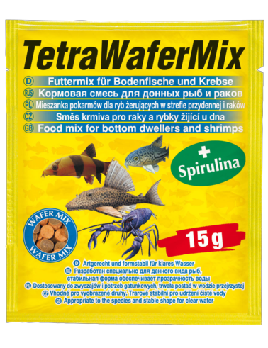 TetraWaferMix корм для всех донных рыб в пластинках долго не распадающихся в воде. Подходит для ракообразных пакетик 15г