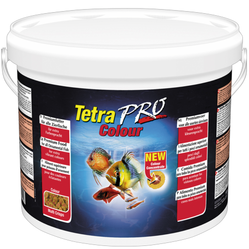 TetraPro Color Crisps высококачественный корм улучшает окраску всех декоративных рыб, круглые тонкие пластинки, ведро 10л