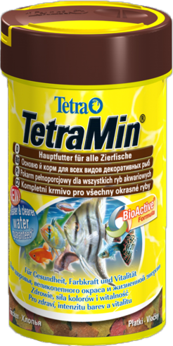 TetraMin - основной корм для всех видов рыб хлопья. Новая формула - меньше отходов чистая вода 100мл