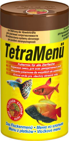 TetraMenu - корм для всех видов рыб, мелкие хлопья, 4 вида в одной баночке, 100мл