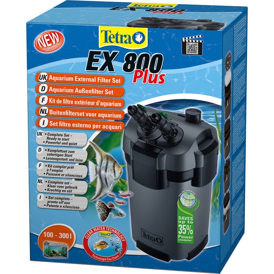 Tetratec EX 800 PLUS - внешний фильтр для аквариумов 100-300л 800л/ч 6.6л 10.5Вт - Кликните на картинке чтобы закрыть