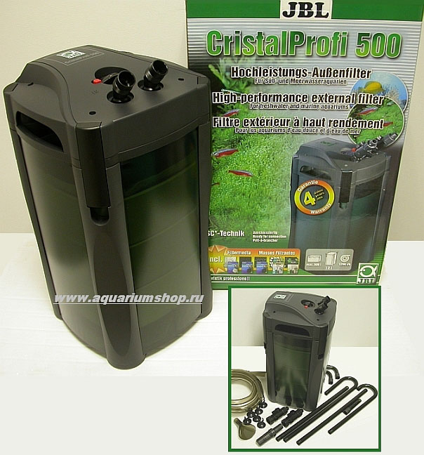 JBL CristalProfi 500 внеш. фильтр для акв. до 500л 1200л/ч 12/8,8л 23Вт разм. 420x190x190 с наполнителем